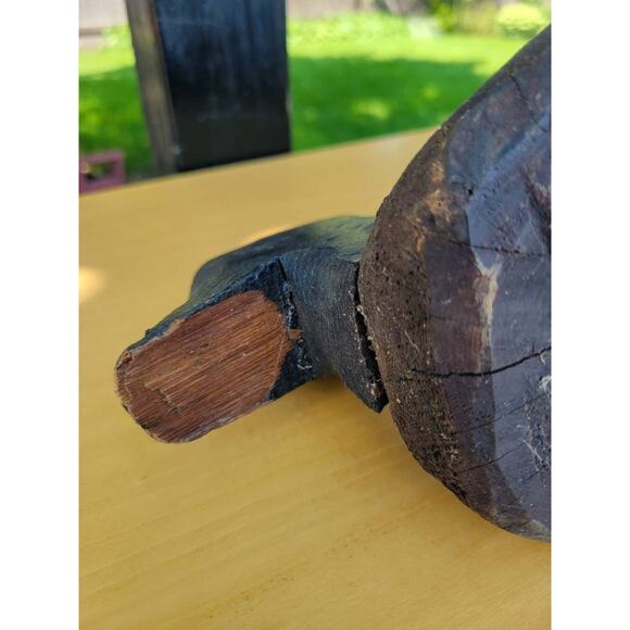 Vintage Duck Decoy, Wood Folk Art, Primitive Carved, Autumn Decor - Picture 6 of 8